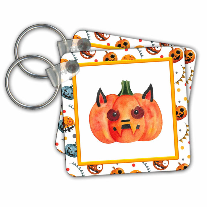 Key Chain - Scary Halloween Devil Pumpkin Design Halloween Designs