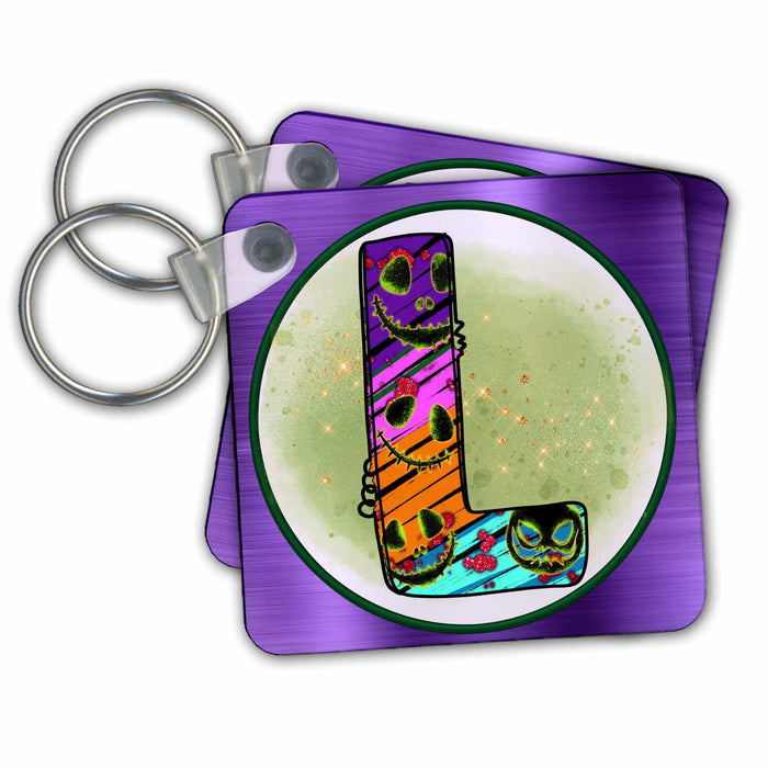 Key Chain - Halloween Abstract Patterned Monogram Initial L Halloween Monograms