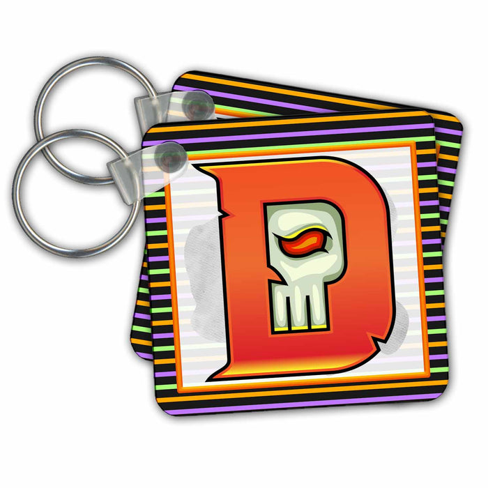 Key Chain - Orange Halloween Monogram D Halloween Monograms