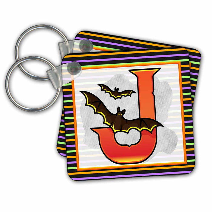 Key Chain - Orange Halloween Monogram J Halloween Monograms