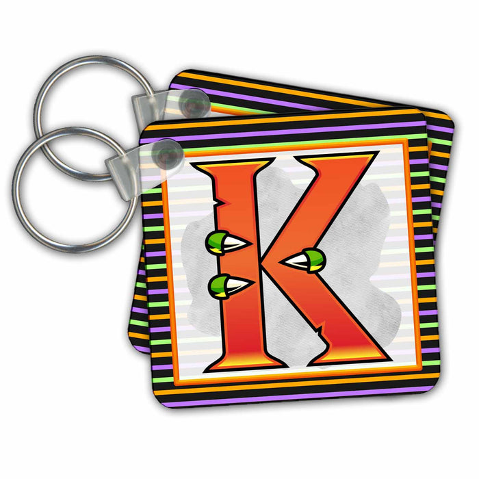 Key Chain - Orange Halloween Monogram K Halloween Monograms