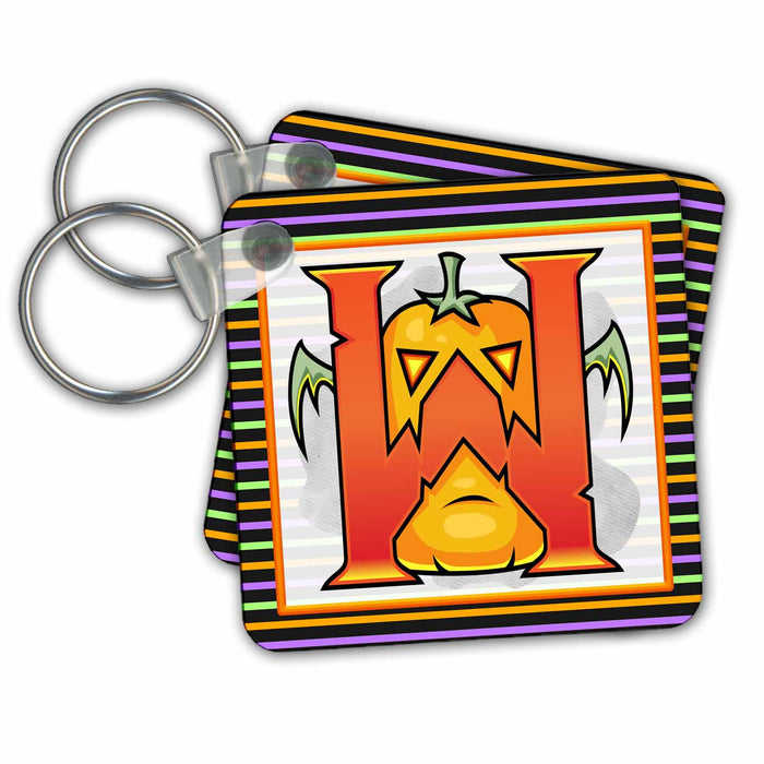 Key Chain - Orange Halloween Monogram W Halloween Monograms