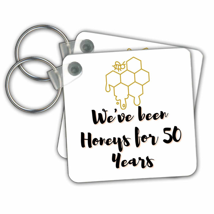 Key Chain - Cute and Simple HoneyComb with Text 3dRose Mary Aikeen- Honey and Bee