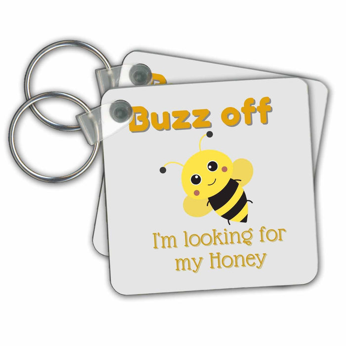 Key Chain - Cute Image of Bee with a Text 3dRose Mary Aikeen- Honey and Bee