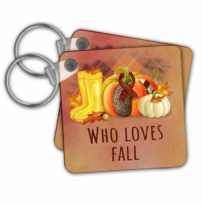 Key Chain - Who Loves Fall Autumn Season Theme Autumn and Thanksgiving