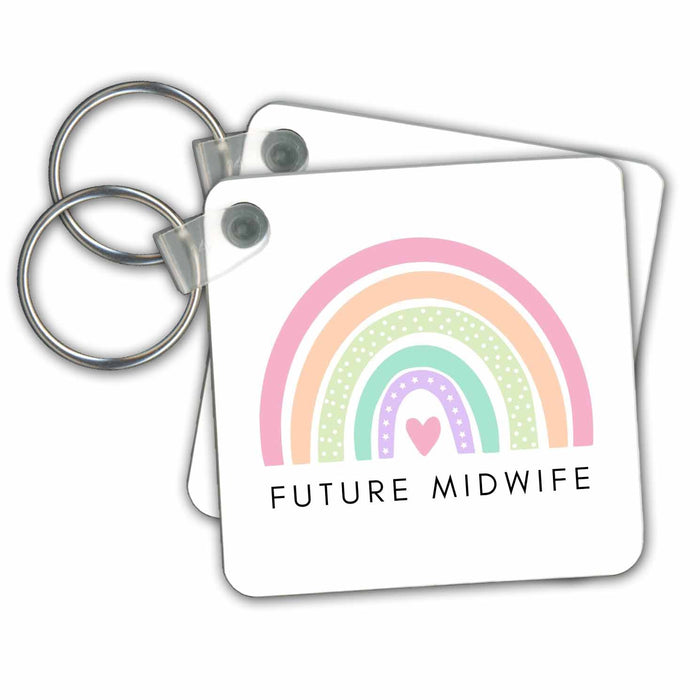 Key Chain - Future Midwife Cute Pastel Boho Rainbow Midwifery Student Birth Work Babies