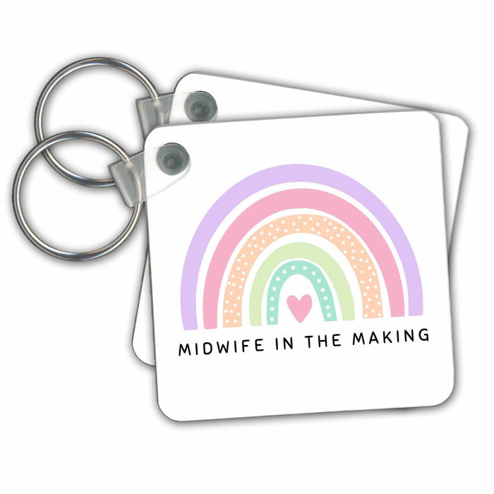 Key Chain - Midwife in the Making Pastel Boho Rainbow Midwifery Student Birth Work Babies