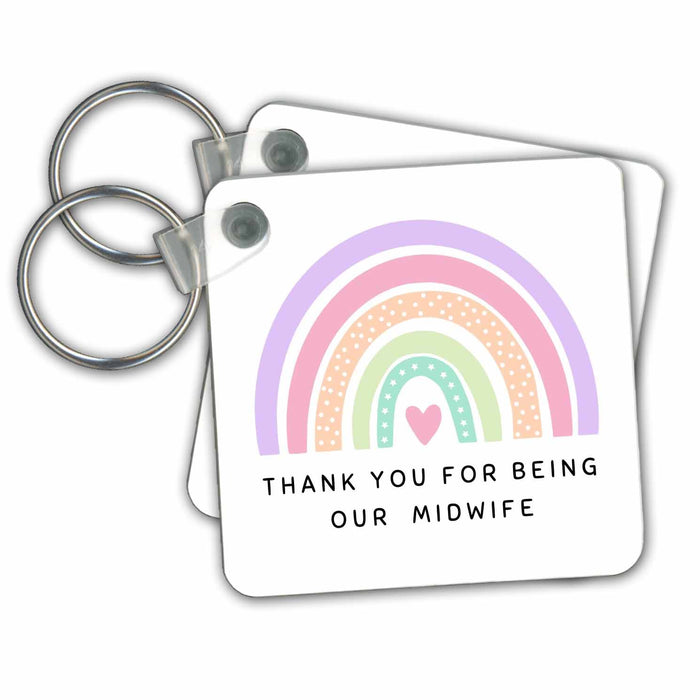 Key Chain - Thank You For Being Our Midwife Pastel Boho Rainbow Labor Birth Thanks Babies