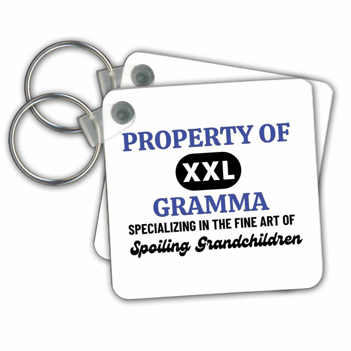 Key Chain - Property of XXL Gramma Grand Parent Merchandise 3dRose - Rosette - Grand Parents