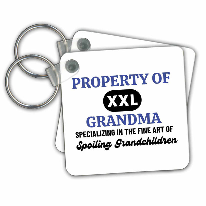 Key Chain - Property of XXL Grand Ma Grand Parent Merchandise 3dRose - Rosette - Grand Parents