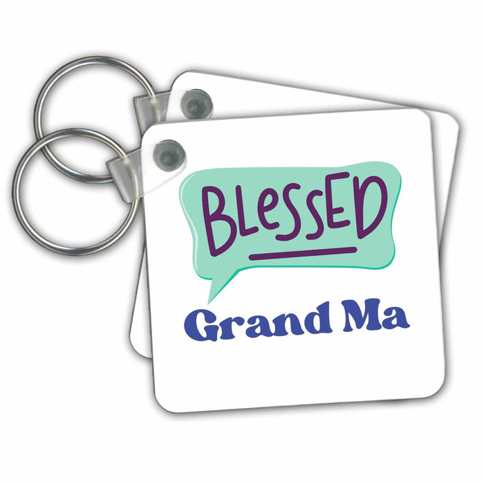 Key Chain - Blessed Grand Ma Grand Parent Merchandise 3dRose - Rosette - Grand Parents