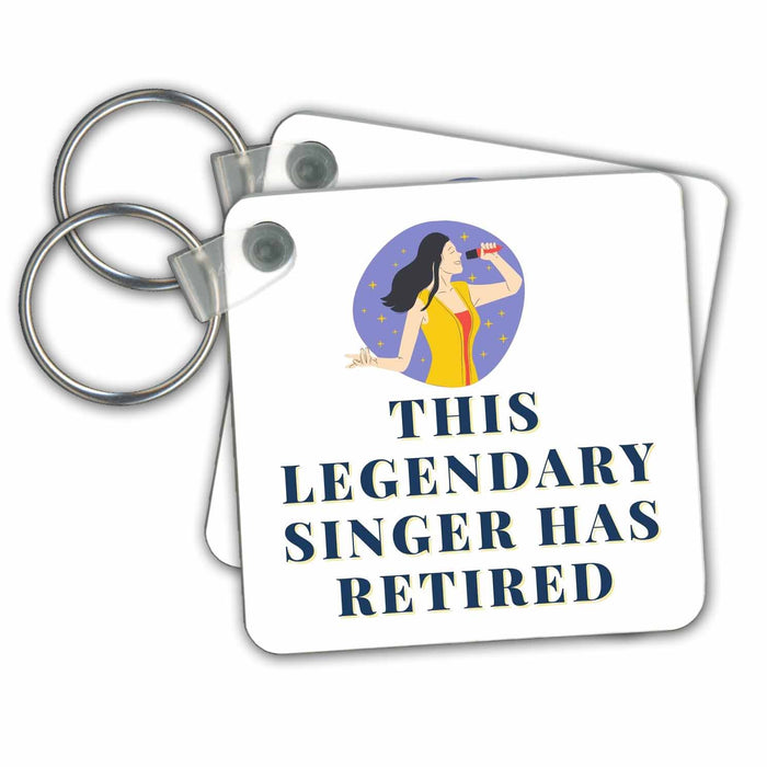 Key Chain - Image of A Woman Singing with A Text about Retirement 3dRose Mary Aikeen - Retirement Quotes