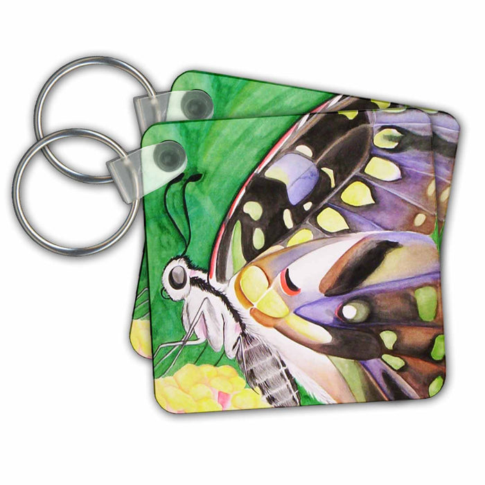 Key Chain - Tailed Jay Butterfly, Side View Watercolor Paintings