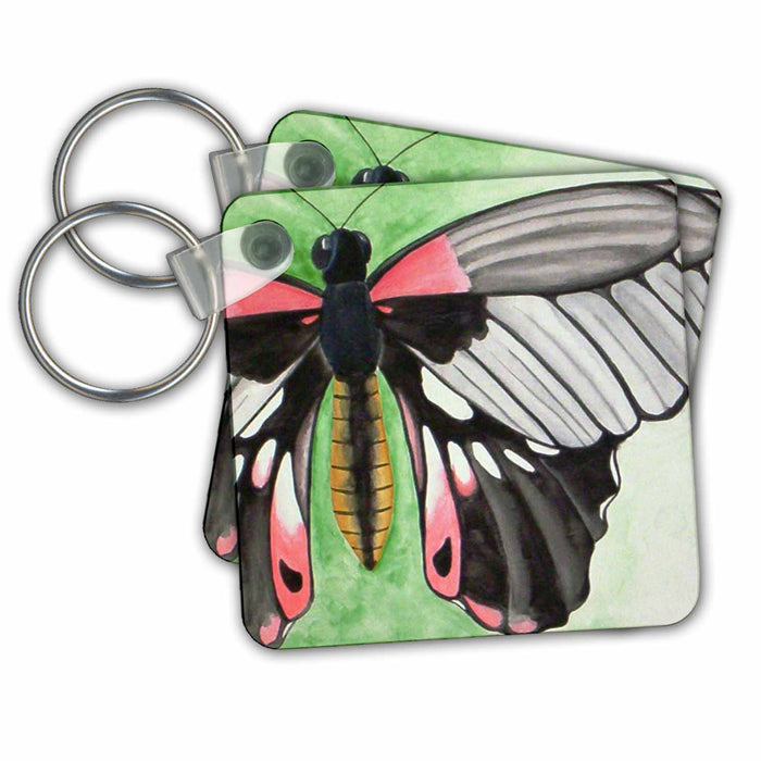 Key Chain - Scarlet Mormon Butterfly Watercolor Paintings