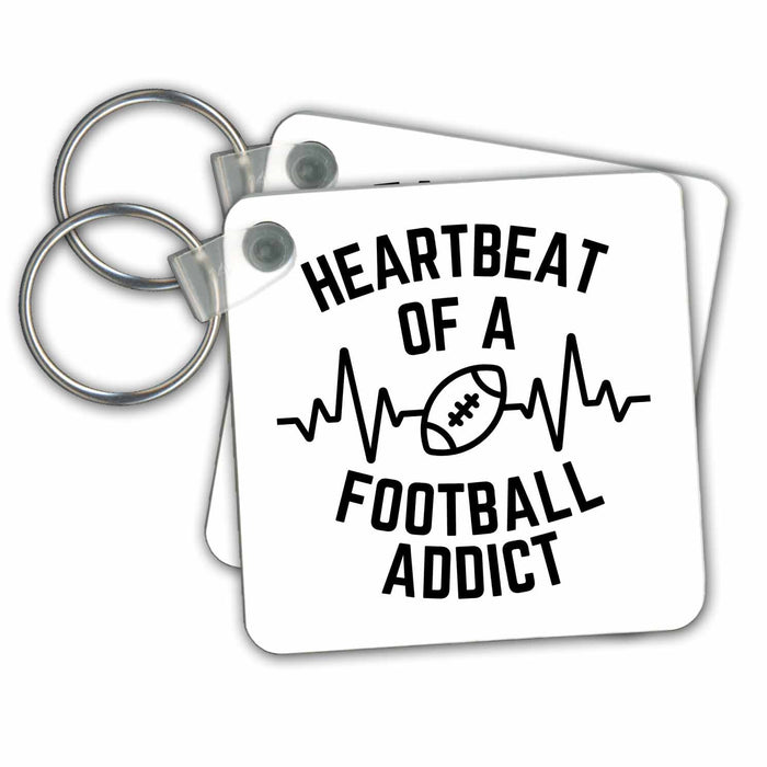 Key Chain - Heartbeat Of A Football Addict Merch 3dRose - Rosette - American Football