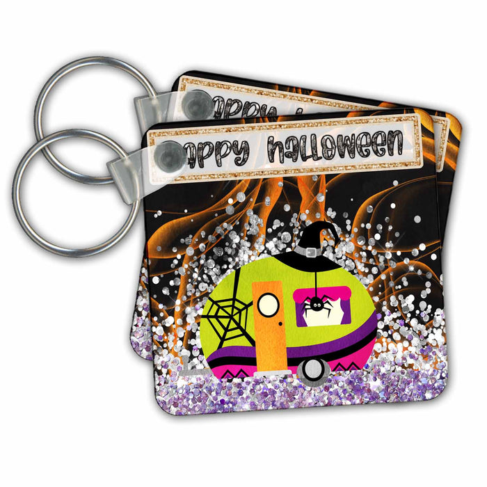 Key Chain - Happy Halloween Image Of Glitter Halloween Camper All Holiday Greetings