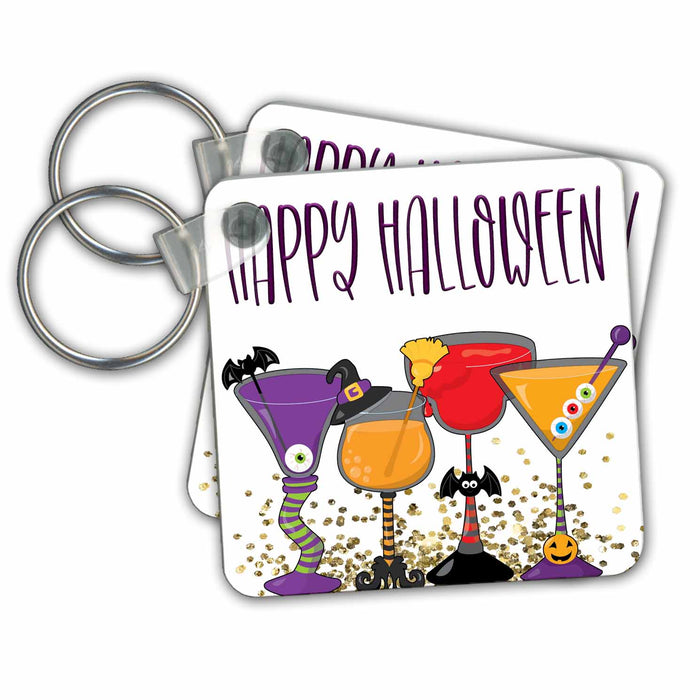 Key Chain - Happy Halloween Cocktails All Holiday Greetings