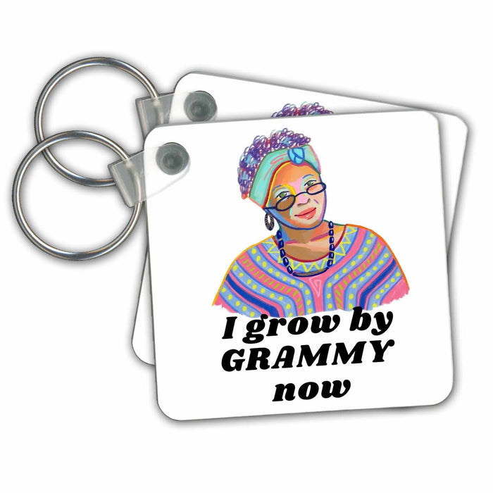 Key Chain - Image of Grandma with Text of I Grow By Grammy Now 3dRose Mary Aikeen- Quotes for Grandma