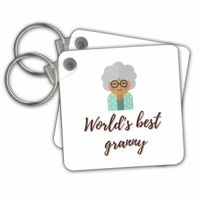 Key Chain - Cute Image of Grandma with Text of Worlds Best Granny 3dRose Mary Aikeen- Quotes for Grandma