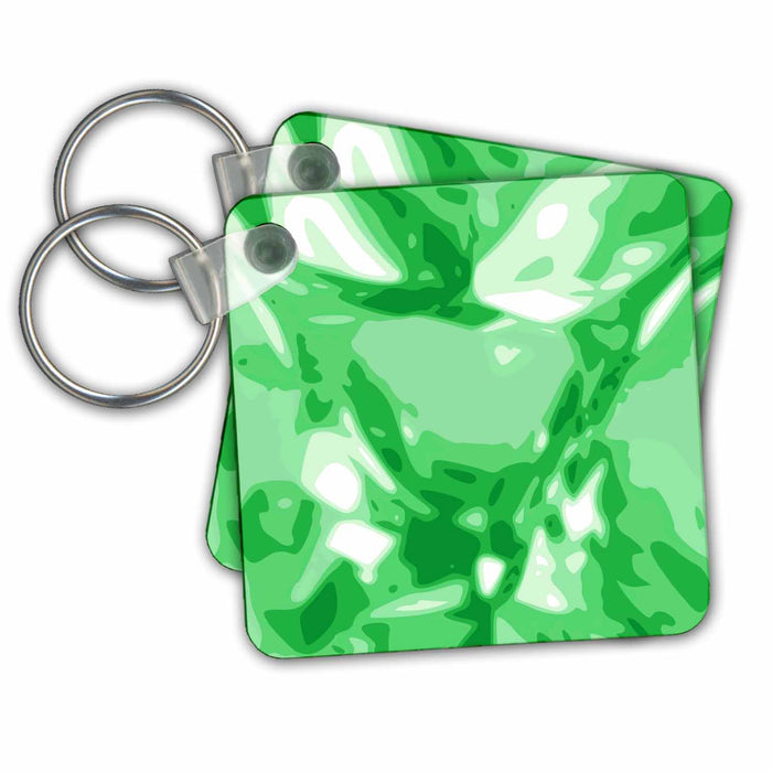 Key Chain - Green Emerald Jewel - Gemstone - Diamond-like design - Bling gem sparkling shine texture Jewels and Gemstones