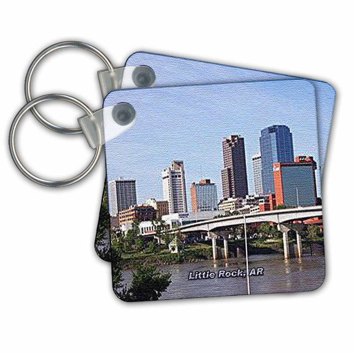 Key Chain - Little Rock Downtown on Canvas Arkansas