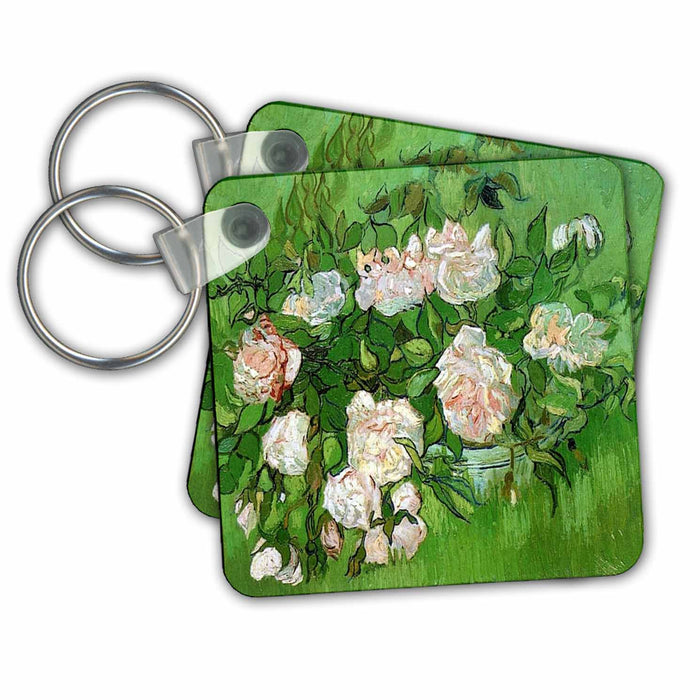 Key Chain - Van Gogh Roses Painting 1890 Famous Art