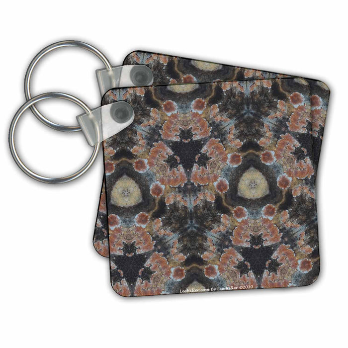 Key Chain - Kaleidoscope Pink Rust Dark Designs Kaleidoscope