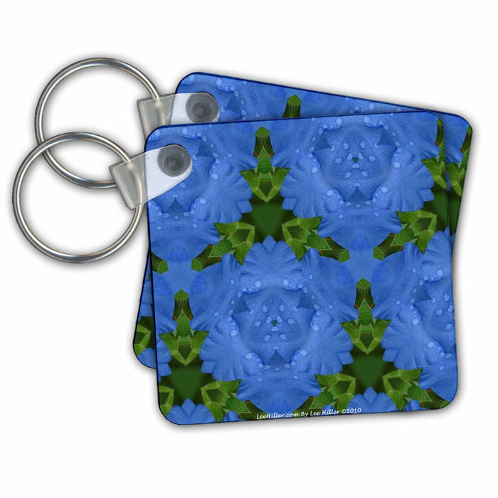 Key Chain - Kaleidoscope Flower Bright Blue Green Designs Kaleidoscope