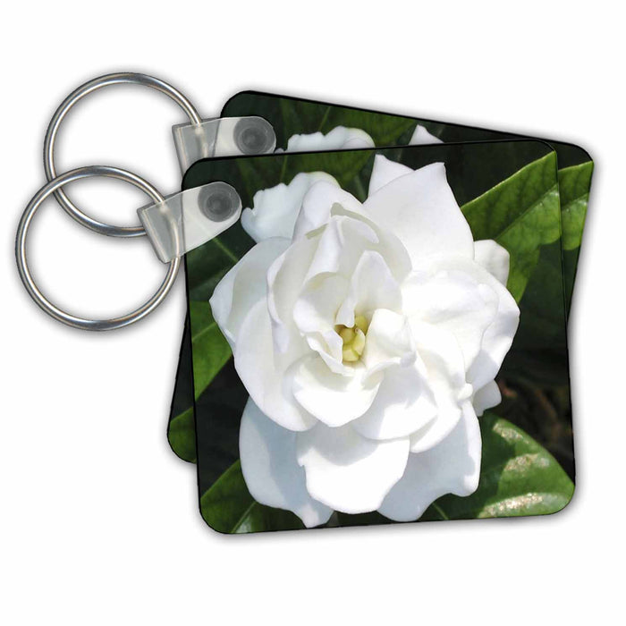 Key Chain - White Gardenia Flower