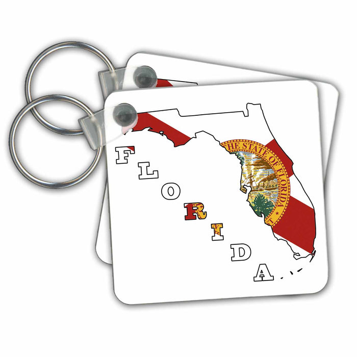 Key Chain - Florida state flag in the outline map and letters of Florida Flags and Maps - States