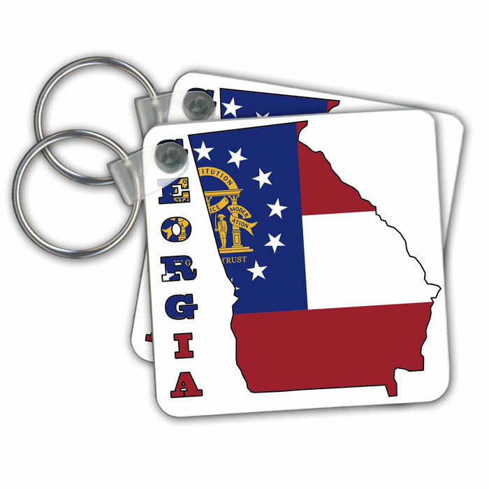 Key Chain - Georgia state flag in the outline map and letters of Georgia Flags and Maps - States