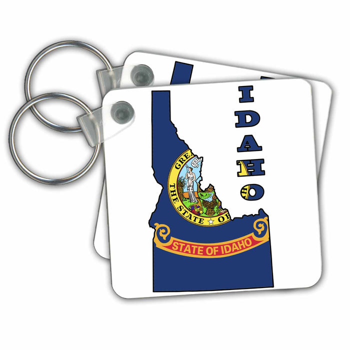 Key Chain - Idaho state flag in the outline map and letters for Idaho Flags and Maps - States