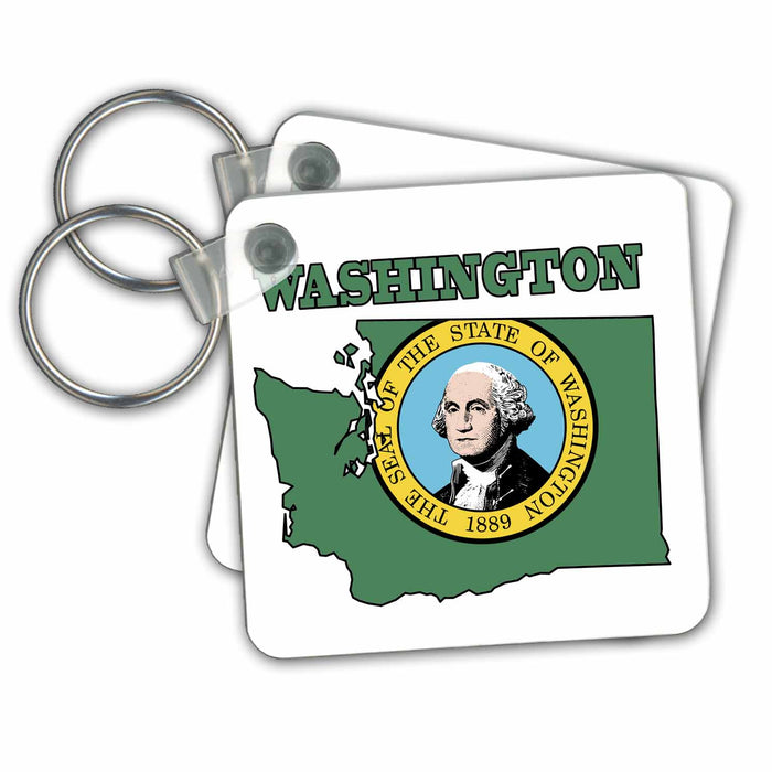 Key Chain - Washington state flag in the outline map and letters for Washington Flags and Maps - States