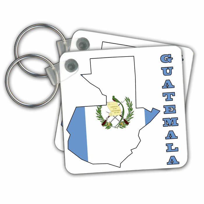 Key Chain - The flag of Guatemala in the outline map and word Guatemala Flags and Maps - North America