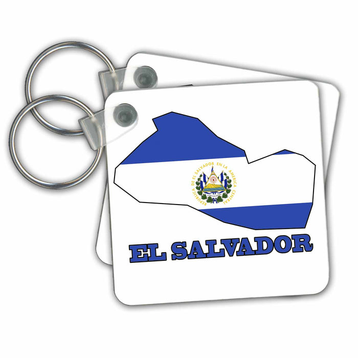 Key Chain - El Salvador flag in the outline map and words El Salvador Flags and Maps - North America