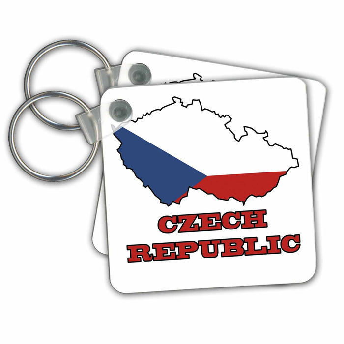 Key Chain - The flag of the Czech Republic in the outline map of the country and name, Czech Republic. Flags and Maps