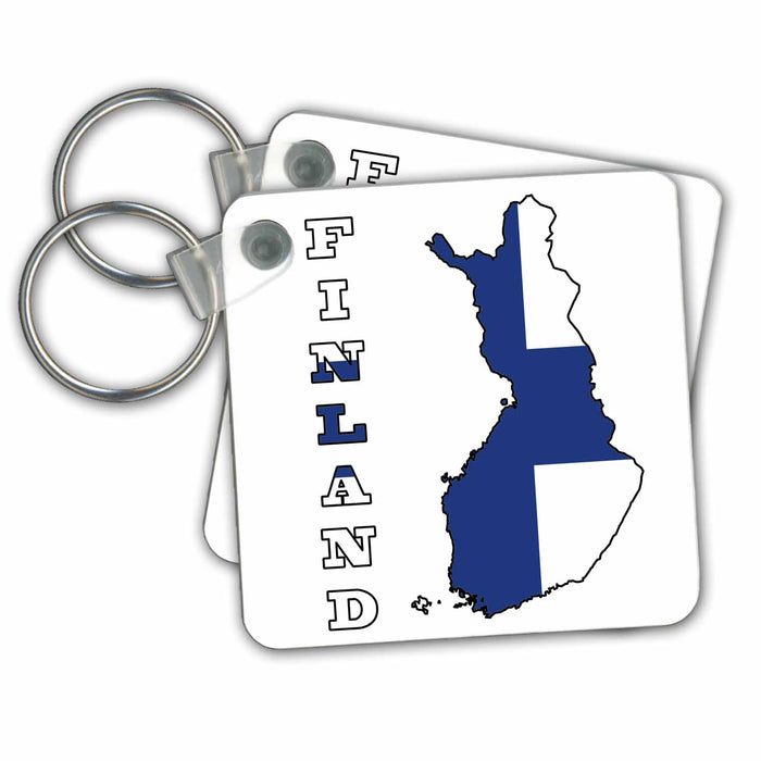 Key Chain - The flag of Finland in the outline map of the country and name, Finland Flags and Maps