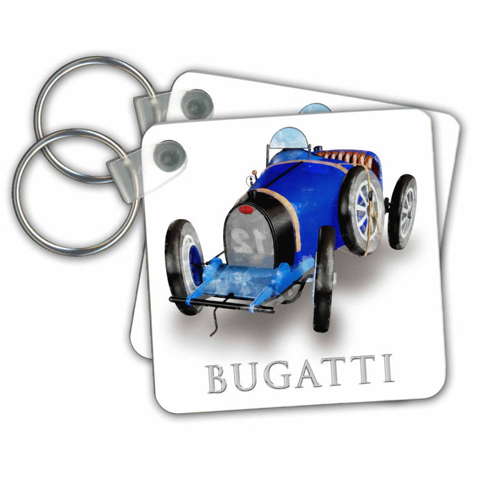 Key Chain - Classic Bugatti Racing Car Digital Paint Automobile