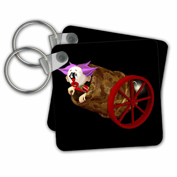 Key Chain - Clown in a circus cannon Graphics Cartoon