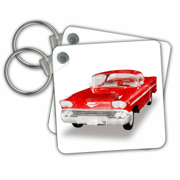 Key Chain - Red 1957 Impala Digital Paint Automobile