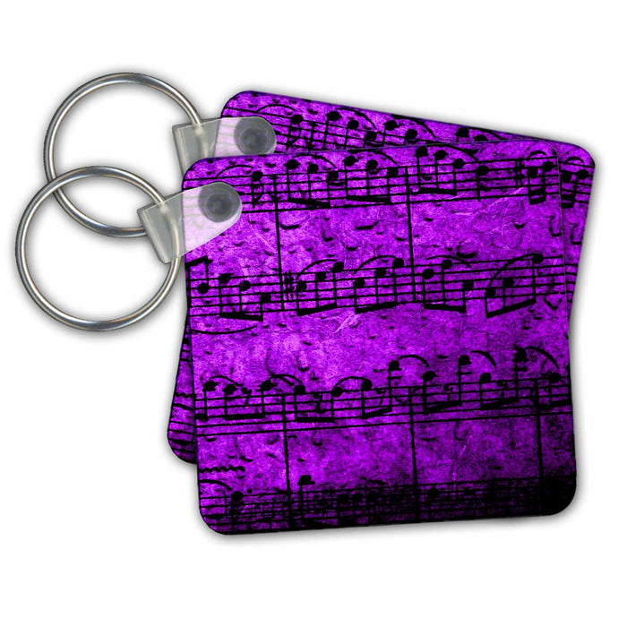 Key Chain - Musical Interlude in Purple Musical  Notes