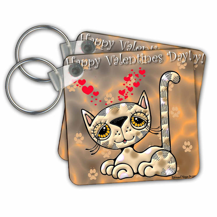 Key Chain - Calico Kitty Happy Valentines Day Jr Cats