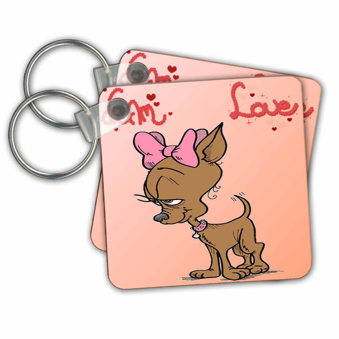 Key Chain - Dachshund Dreaming About Love Jr Valentines Day