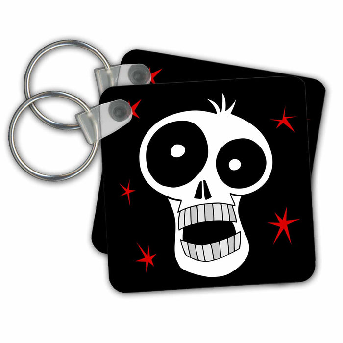 Key Chain - CARTOON SKULL toon skull 1 on black CARTOON SKULLS funny skulls