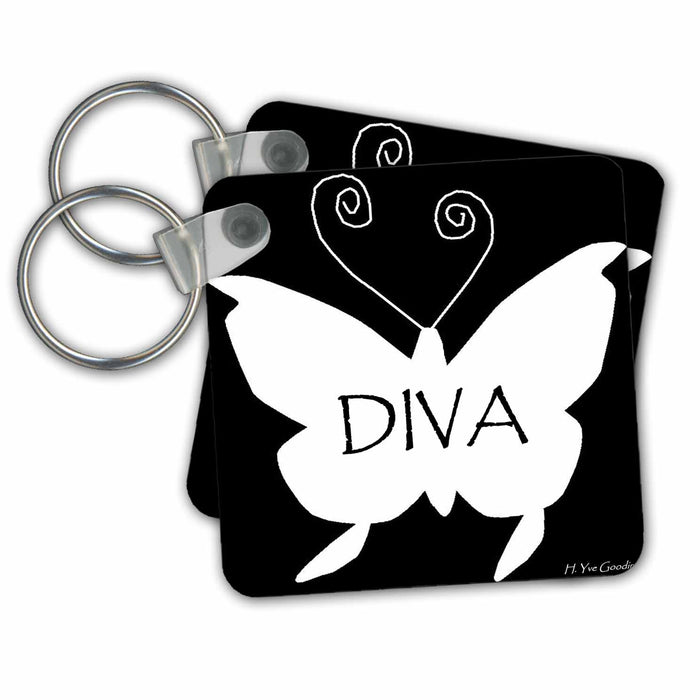 Key Chain - Diva Butterfly in White Diva Series