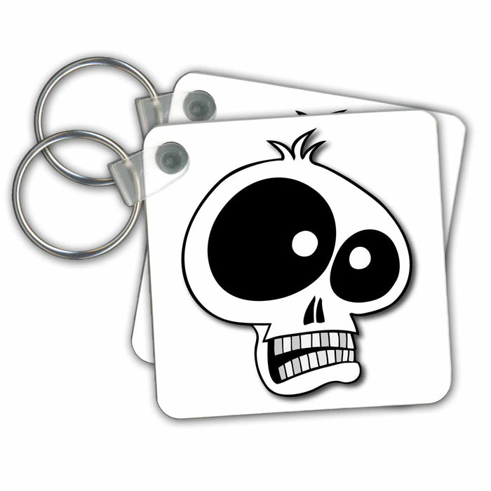 Key Chain - CARTOON SKULL cartoon skull 3s on white CARTOON SKULL funny skulls