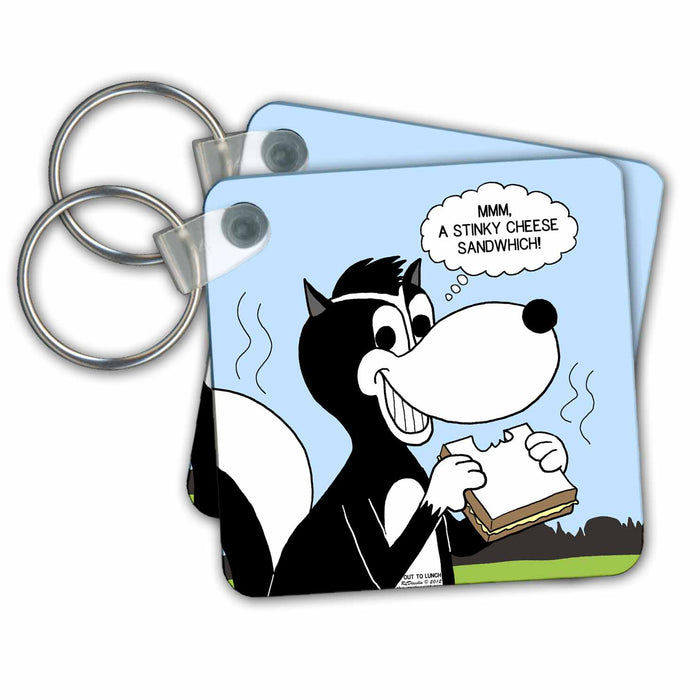 Key Chain - Skunk Favorites - Stinky Cheese Sandwich s Out to Lunch Cartoons - OTL