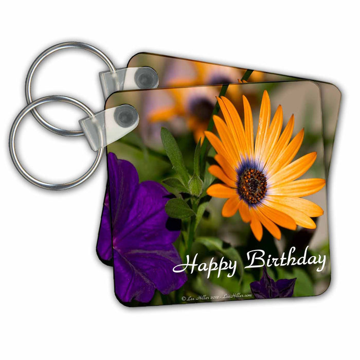 Key Chain - Happy Birthday Flowers Photography Photo Messages