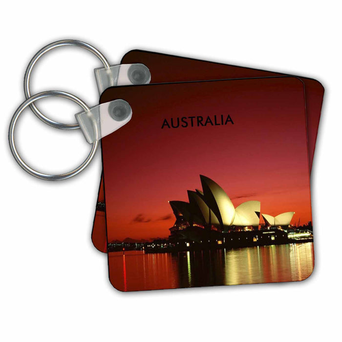 Key Chain - Night Time Picture Of Sydney Opera House Australia Worlds Exotic Spots