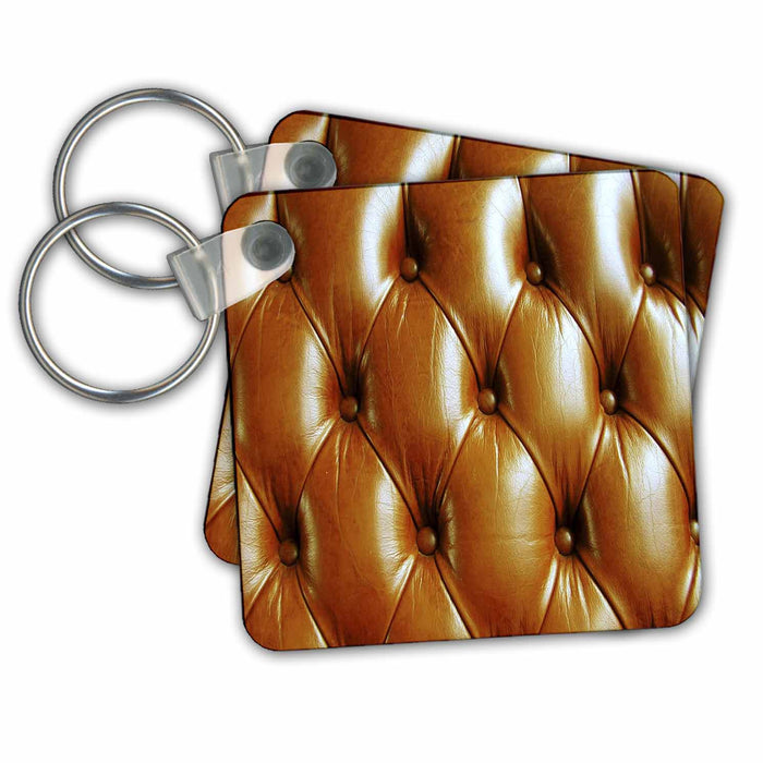 Key Chain - Photo Of Tufted Brown Leather Designer Texture